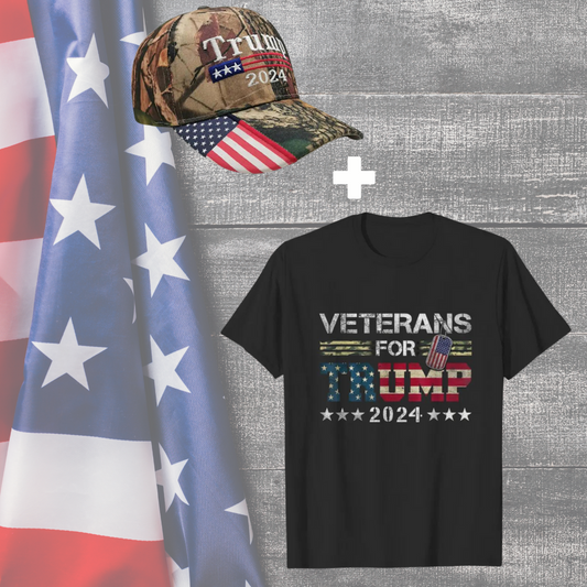 Veterans Trump 2024 T-Shirt + Trump 2024 FREE Hat