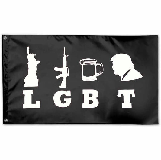 LGBT Liberty Guns Beer And Trump Flag